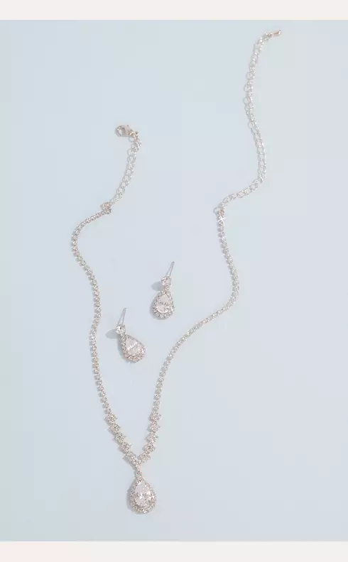 Teardrop Crystal Necklace and Earring Set | David's Bridal